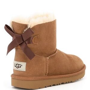 UGG Mini Bailey Tan Sheepskin Little Kid Boots with Bow